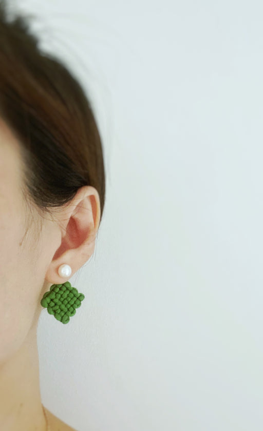 Affinity Knot in Fern Green | Pearl Studs