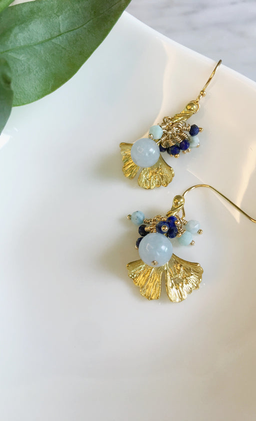 Daun Ginkgo in Blue Lace Agate