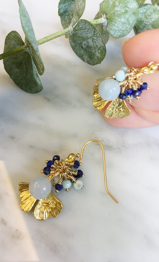 Daun Ginkgo in Blue Lace Agate